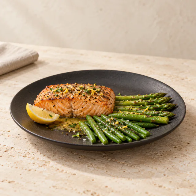 Lemon Pepper Salmon & Greens